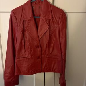 Womens High Quality 1990s Era Red Leather? Jacket Size M